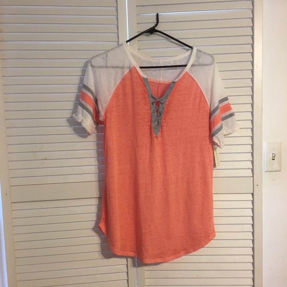 Sheer shoe lace tied shirt